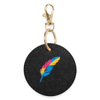A colorful feather - Round Keyring - black - Front