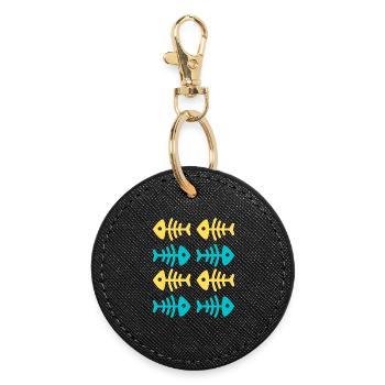 Squelette de sardine fun et coloré - Kook Art - Porte-clés rond - noir - Devant