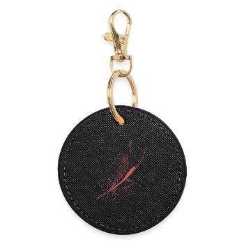 Abstract Feather / Line / Pink / Pattern / Nature - Round Keyring - black - Front