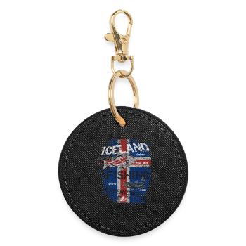 Islande Drapeau de pêche Pêche Poisson Design - Porte-clés rond - noir - Devant