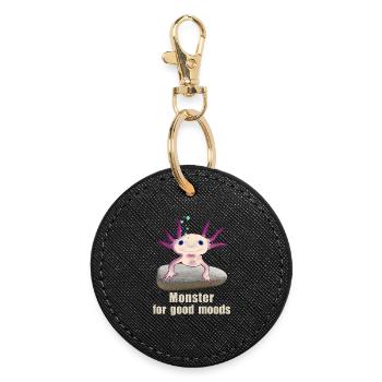 Monstre axolotl pour la bonne humeur, dessin à la main - Porte-clés rond - noir - Devant