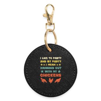 Chicken chickens - Round Keyring - black - Front