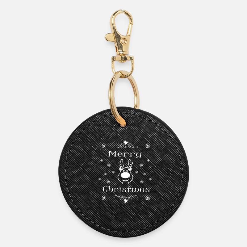 Rennes de Noël - Porte-clés rond - noir