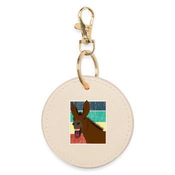 Maultier Muli Esel Pferd Vintage Geschenk - Runder Schlüsselanhänger - Auster - Vorne