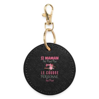 Humour Maman couturière - Porte-clés rond - noir - Devant