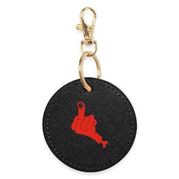 Severed hand and vulgarity (red) - Round Keyring - black - Front