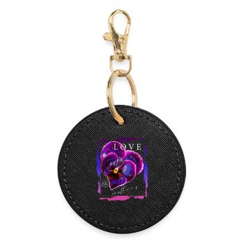 Love matters Valentine's day romantic saying - Round Keyring - black - Front