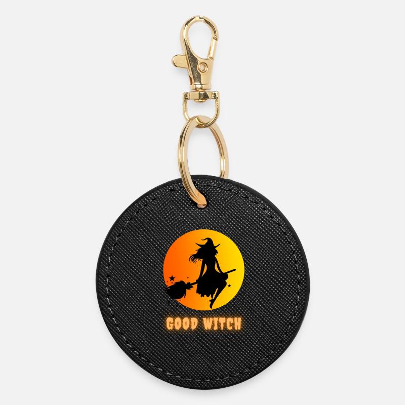 good witch - Round Keyring - black