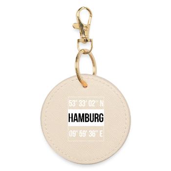 Hamburg Koordinaten - Runder Schlüsselanhänger - Auster - Vorne