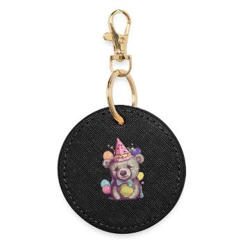 Party Bear - Round Keyring - black - Front