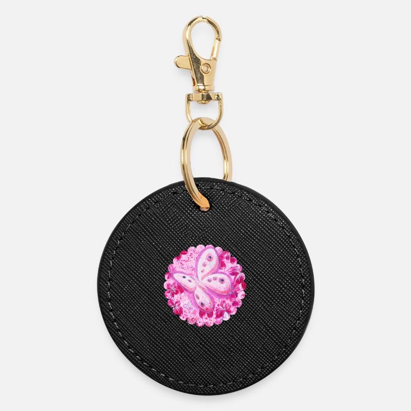 Spring Butterflies - Sonja Ariel von Staden - Round Keyring - black