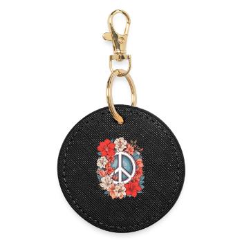 Peace Sign - Round Keyring - black - Front