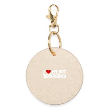 I Love My Hot Boyfriend - Round Keyring - oyster - Front