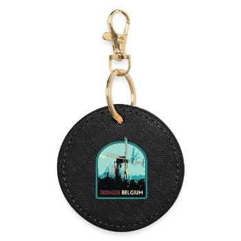 Illustration Windmill near Bruges - Round Keyring - black - Front