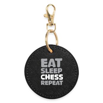 manger dormir échecs répéter dictons drôles jeu d’échecs - Porte-clés rond - noir - Devant