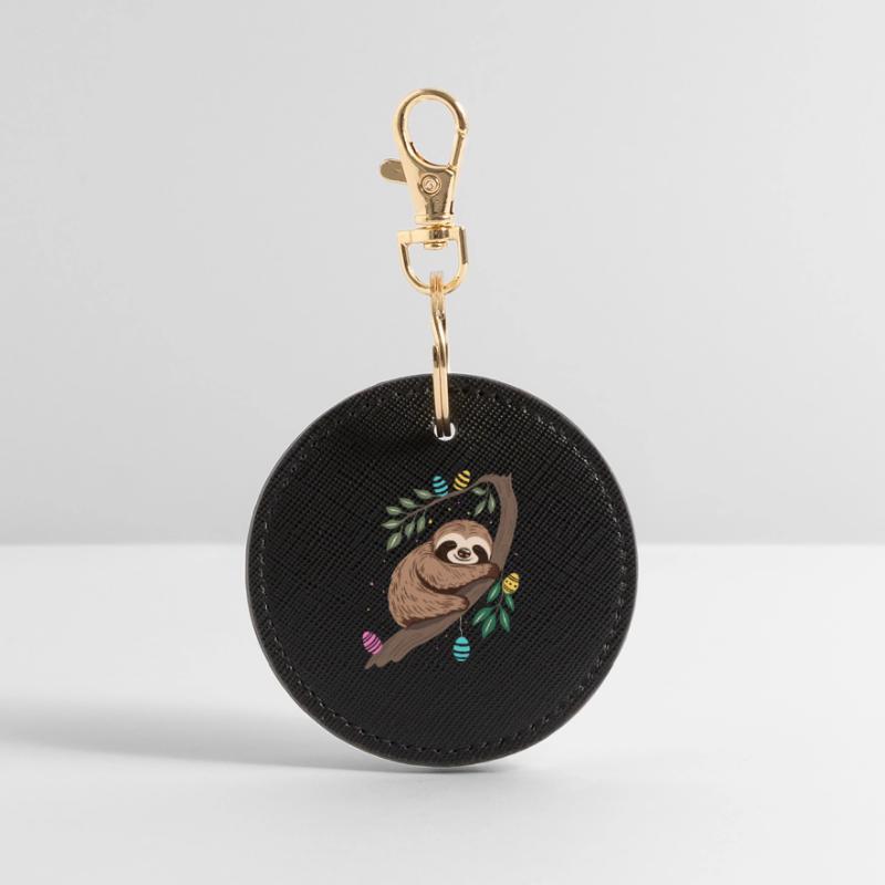 Easter Sloth with Easter Eggs Round Keyring