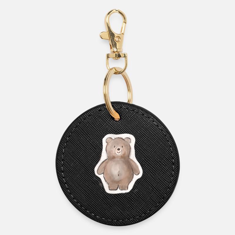 Fat Bear - Round Keyring - black