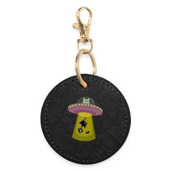 ufo cat - Round Keyring - black - Front