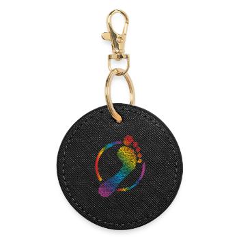 Regenbogen Fußabdruck rainbow footprint - Runder Schlüsselanhänger - Schwarz - Vorne