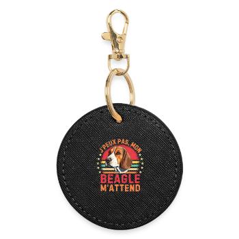 Chien de race beagle - Porte-clés rond - noir - Devant