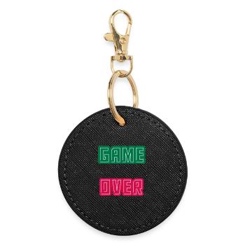 Game Over, Completion Level Unlocked - Round Keyring - black - Front