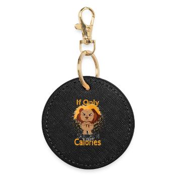 Sarcasme brûlé des calories, lion drôle. - Porte-clés rond - noir - Devant