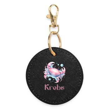Elegantes Krebs Sternzeichen Aquarell Geschenk - Runder Schlüsselanhänger - Schwarz - Vorne