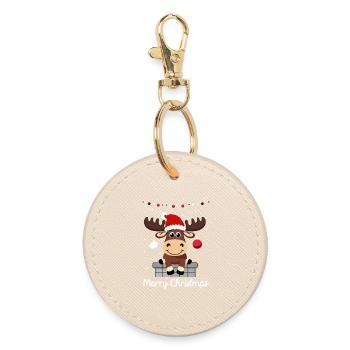 Doux orignal de Noël - Porte-clés rond - huître - Devant