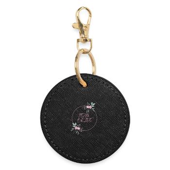 Équipe de la mariée cercle rose fleurs uni - Porte-clés rond - noir - Devant