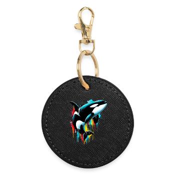Killer whale - Round Keyring - black - Front