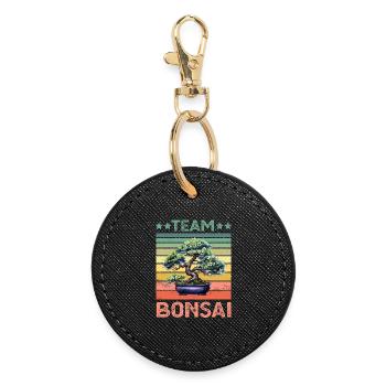 Bonsai Baum - Runder Schlüsselanhänger - Schwarz - Vorne
