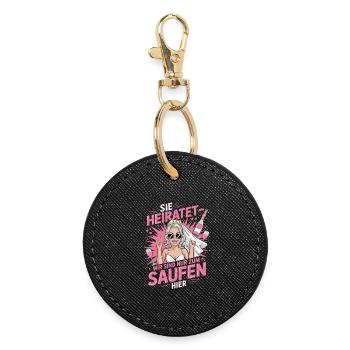 Funny German Hen Party Sie Heiratet Design - Porte-clés rond - noir - Devant