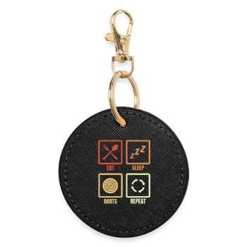 Eat Sleep Darts Repeat - Round Keyring - black - Front
