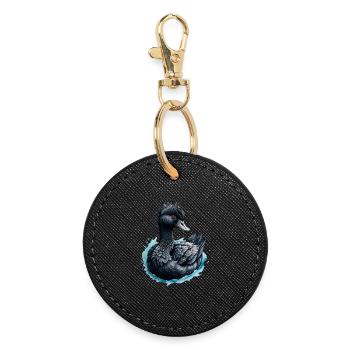 Der schwarze Schwan und die blaue Rose - Runder Schlüsselanhänger - Schwarz - Vorne