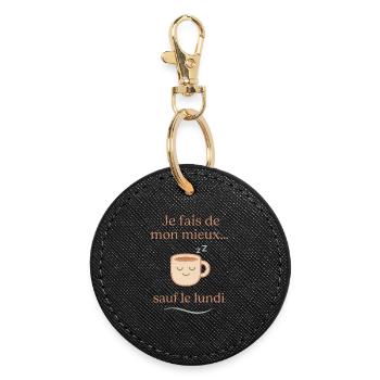 Humour "je fais de mon mieux sauf le lundi" - Porte-clés rond - noir - Devant