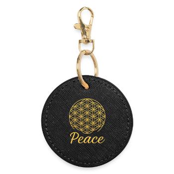 Flower of Life - Peace - Round Keyring - black - Front