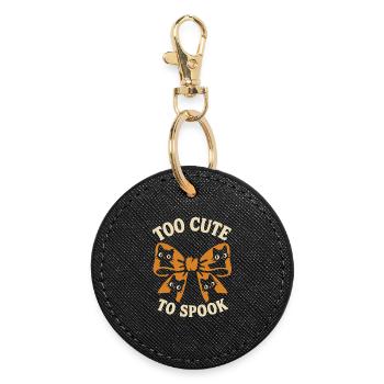 Stitch with Cats & Saying Too Cute To Spook Motif - Round Keyring - black - Front