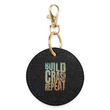 Drohne build crash repeat Spruch - Runder Schlüsselanhänger - Schwarz - Vorne