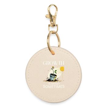 Wachstumsmetapher mit Blume und Sonne - Runder Schlüsselanhänger - Auster - Vorne