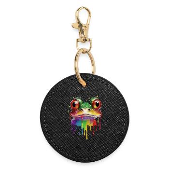 Splash of Color Frog Portrait - Round Keyring - black - Front