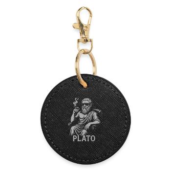 Platon, der antike Philosoph, als Hipster - Runder Schlüsselanhänger - Schwarz - Vorne
