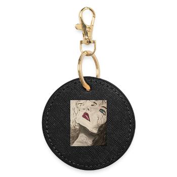 Expressionist Portrait with Blue Gaze - Round Keyring - black - Front