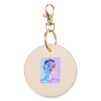 Iridescent Glitch Woman - Round Keyring - oyster - Front