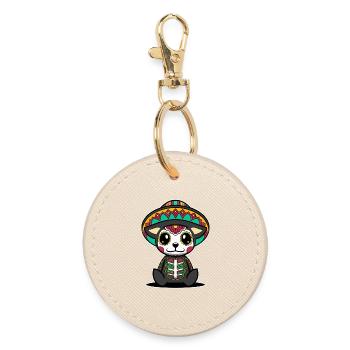Hund dia de muertos kawaii mexikanischer Schädel - Runder Schlüsselanhänger - Auster - Vorne