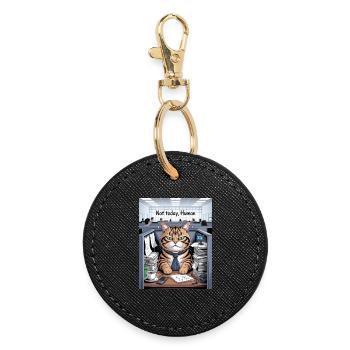 Katzenchef im Büro Not today - Round Keyring - black - Front