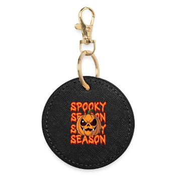 Halloween Pumpkin Spooky Season Pumpkin Creepy - Round Keyring - black - Front