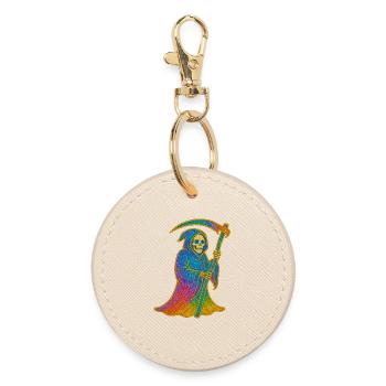 Regenbogen Sensenmann - Runder Schlüsselanhänger - Auster - Vorne