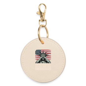Are We Great Yet? Protest Graphic - Round Keyring - oyster - Front