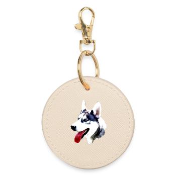 Tête de rauque avec langue rouge - Porte-clés rond - huître - Devant
