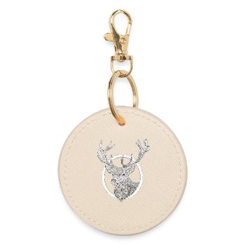 Deer Peeks Out of Crack - Forest Hunter Gift - Round Keyring - oyster - Front